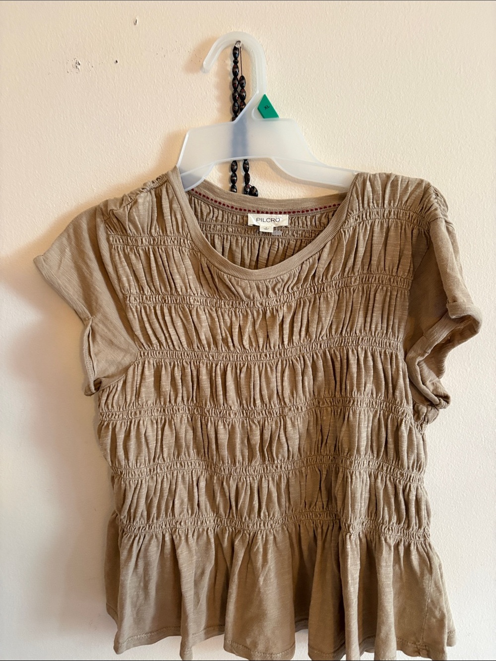 PILCRO By Anthropologie The Tabby Ruched Cap-Sleeve Tee Women's Size small